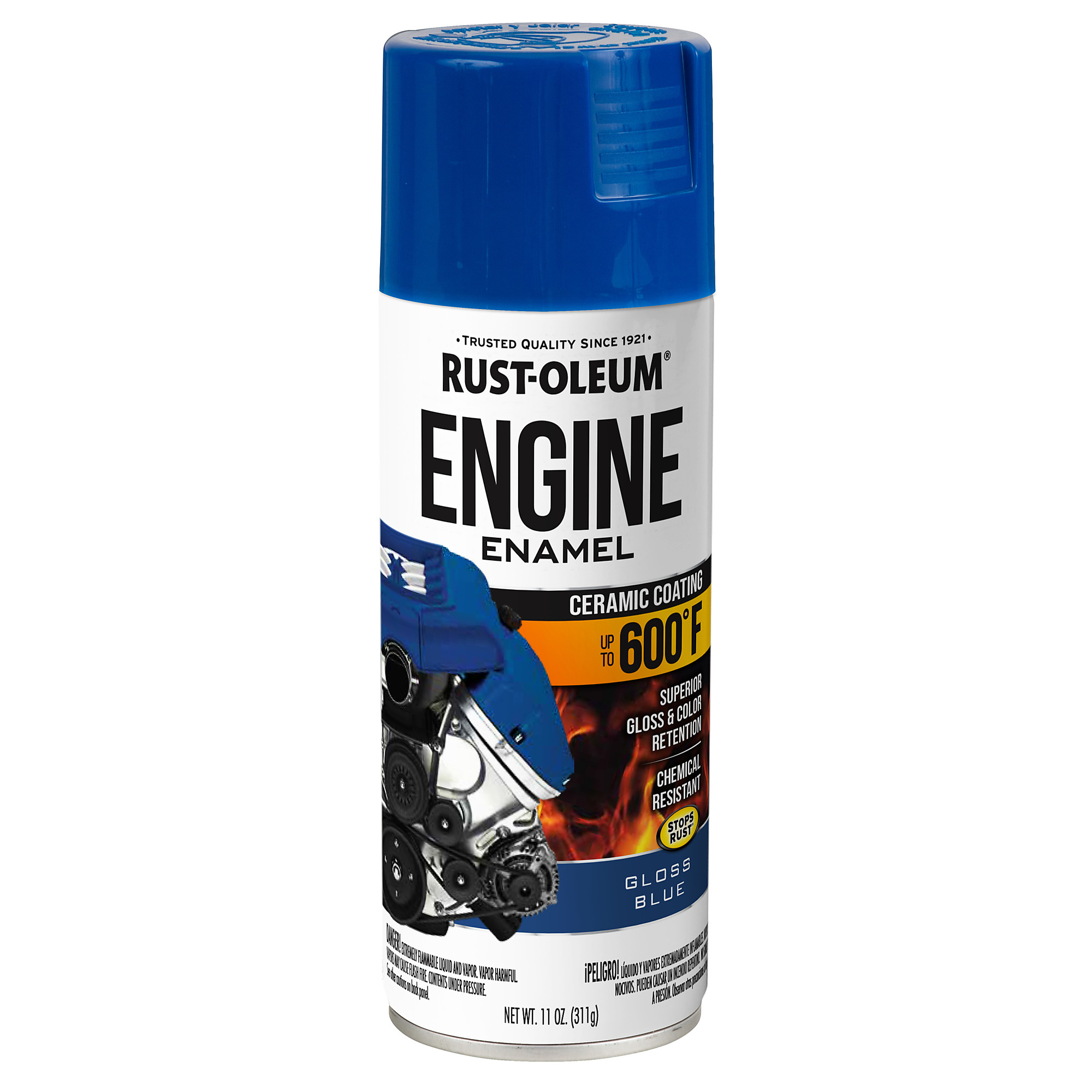Rust-Oleum Engine Enamel Spray Paint - Gloss Blue, 11 Oz., Ceramic Coating, Heat Resistant, 6 Pk., Model# 363574DS